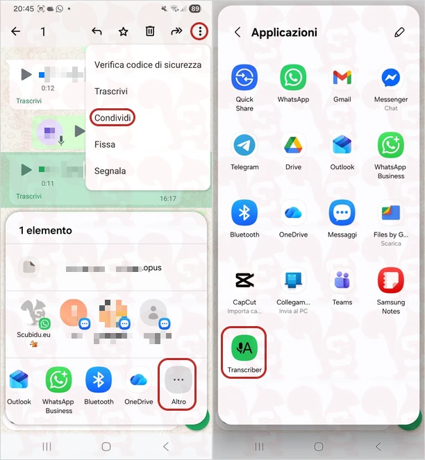 app trascrivere audio whatsapp android