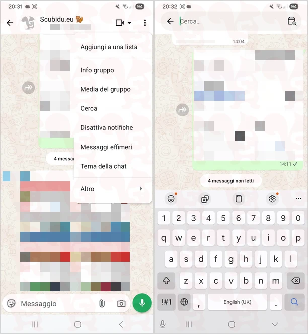 cercare chat whatsapp android