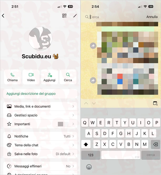 cercare chat whatsapp ios