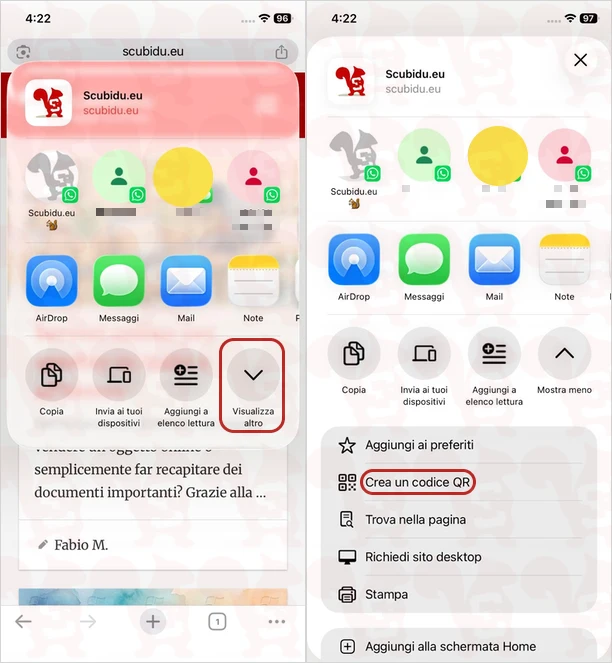 creare codice qr google chrome ios