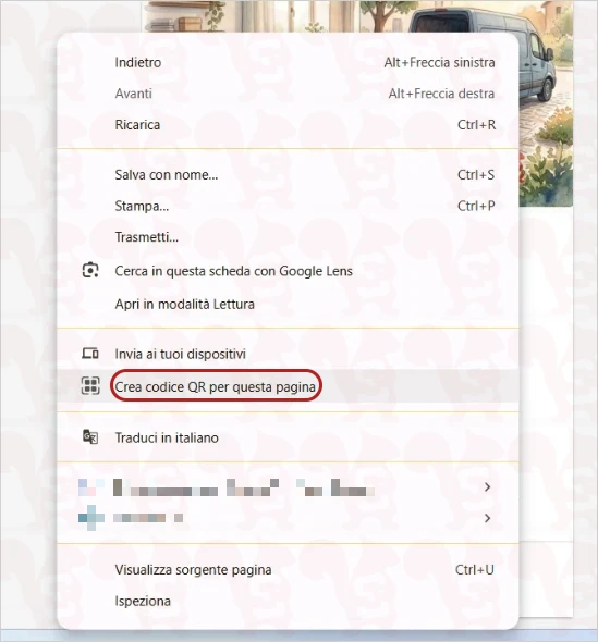 creare codice qr google chrome menu