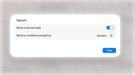 impostazioni batteria percentuale macos