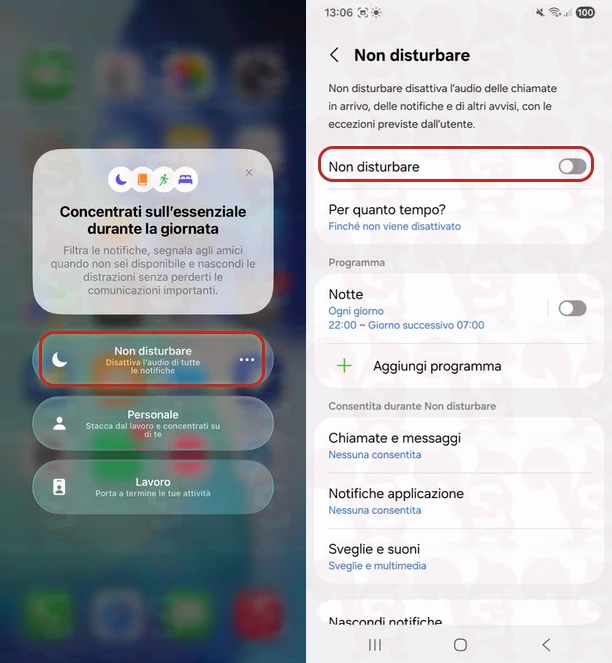 impostazioni non disturbare ios android