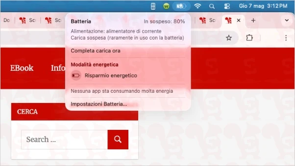 percentuale batteria centro controllo macos
