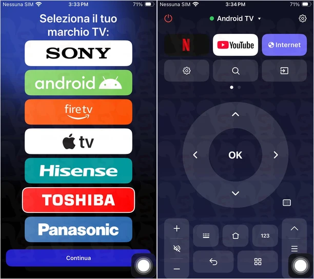 telecomando tv ios