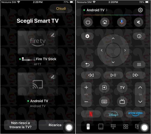 telecomando tv ios